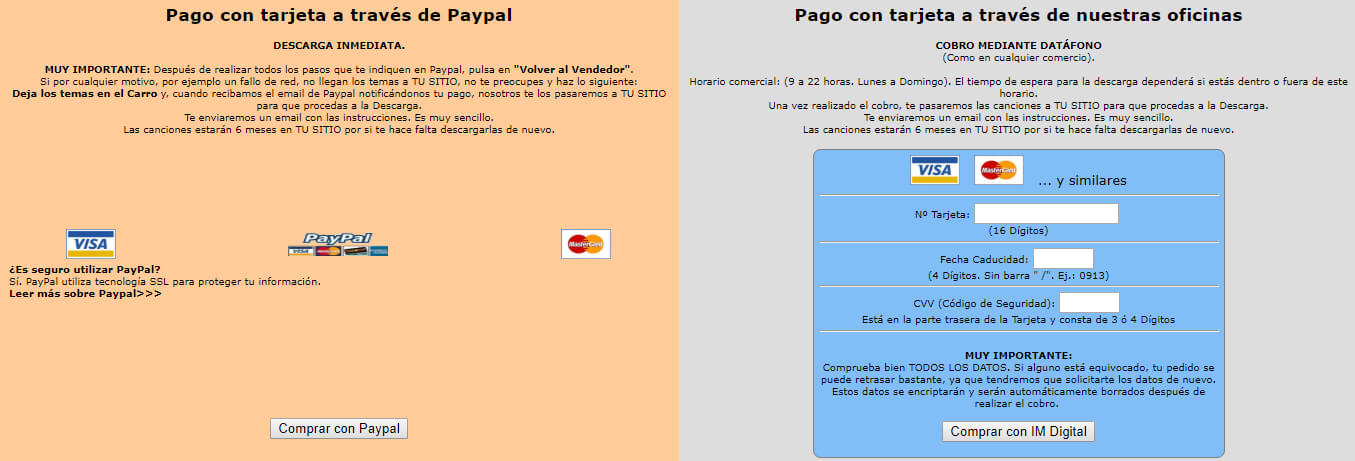 Formas de Pago Habituales